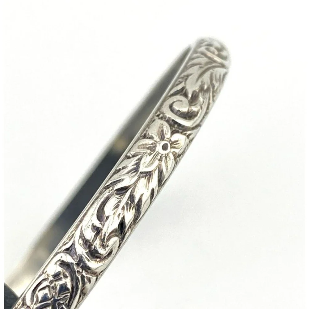 Antique P&H Sterling Silver Forget Me Not Floral Bangle Bracelet Size 7.75